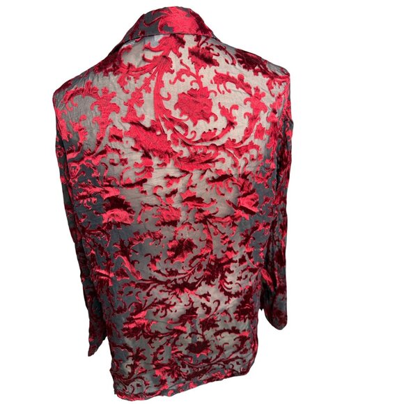 VTG Chicos Silk Velvet Burnout Top Blouse Tunic Sheer Lg Whimsigoth grunge Y2K - Picture 11 of 16